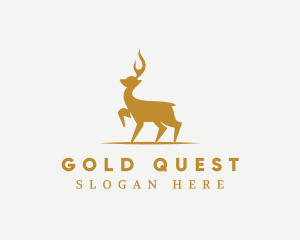 Gold Deer Animal logo design