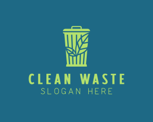 Eco Leaf Trash Bin logo design