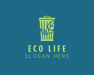 Eco Leaf Trash Bin logo design