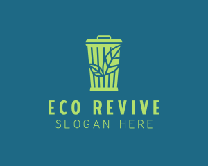 Eco Leaf Trash Bin logo design