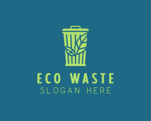 Eco Leaf Trash Bin logo design