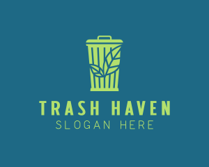 Eco Leaf Trash Bin logo design