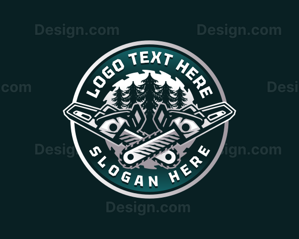 Chainsaw Lumberjack Tree Logo