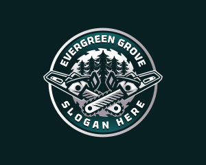 Chainsaw Lumberjack Tree logo design