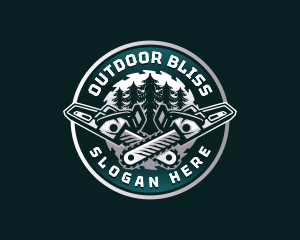 Chainsaw Lumberjack Tree logo design