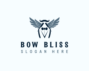 Razor Wings Mustache logo design