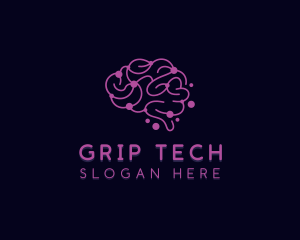 Tech Circuit Brain AI logo design