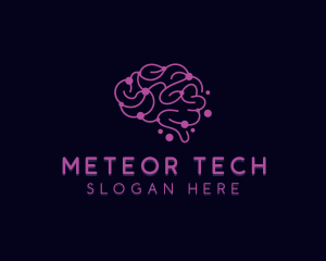 Tech Circuit Brain AI logo design