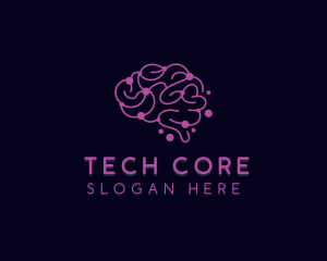 Tech Circuit Brain AI logo design