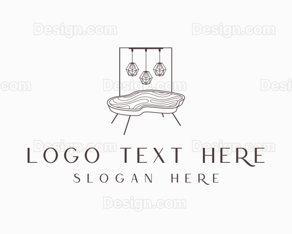 Wood Table Lighting Furniture Logo