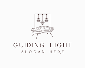 Wood Table Lighting Furniture logo design