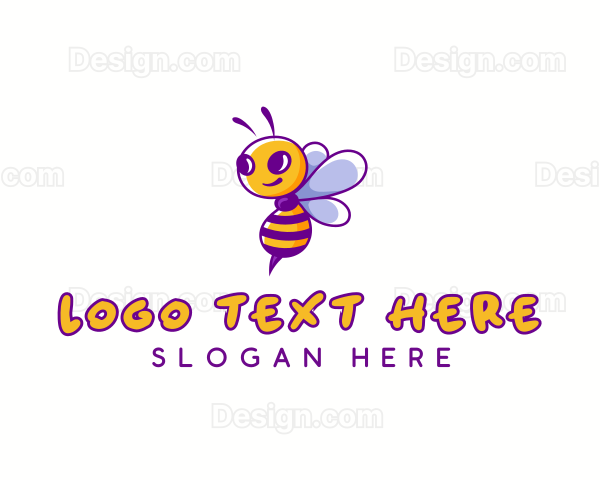 Cute Bee Honey Logo