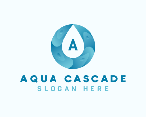 Aqua Water Droplet Plumbing logo design