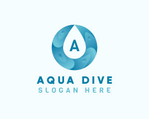 Aqua Water Droplet Plumbing logo design