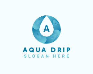 Aqua Water Droplet Plumbing logo design