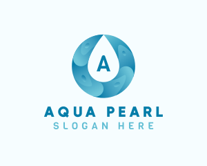 Aqua Water Droplet Plumbing logo design