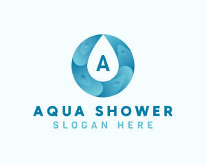 Aqua Water Droplet Plumbing logo design