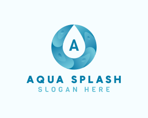 Aqua Water Droplet Plumbing logo design