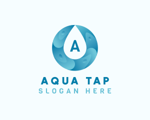 Aqua Water Droplet Plumbing logo design