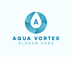 Aqua Water Droplet Plumbing logo design