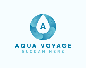 Aqua Water Droplet Plumbing logo design