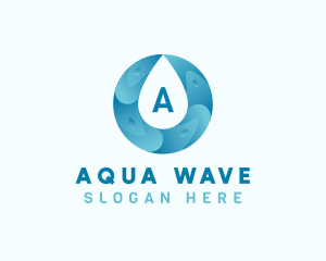 Aqua Water Droplet Plumbing logo design