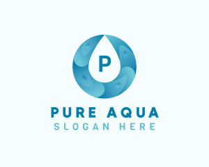 Aqua Water Droplet Plumbing logo design