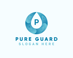 Aqua Water Droplet Plumbing logo design