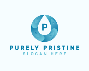 Aqua Water Droplet Plumbing logo design