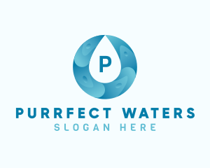 Aqua Water Droplet Plumbing logo design