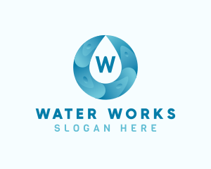 Aqua Water Droplet Plumbing logo design