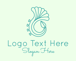 Trumpet - Leaf Horn Outline logo design