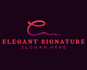 Cursive Signature Letter E logo