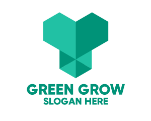 Green Geometric Heart  logo design