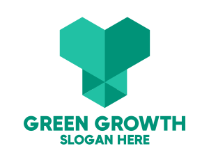 Green Geometric Heart  logo design