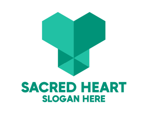 Green Geometric Heart  logo design