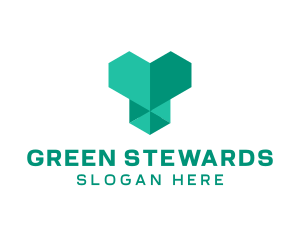 Green Geometric Heart  logo design