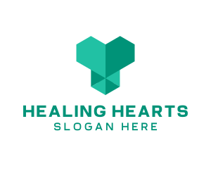 Green Geometric Heart  logo design