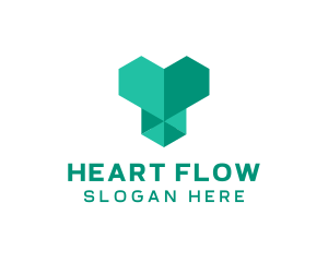 Green Geometric Heart  logo