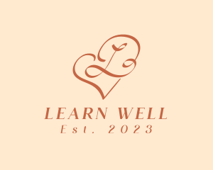 Orange Wellness Heart Letter L  logo design