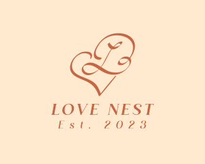 Orange Wellness Heart Letter L  logo design