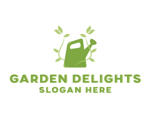 Watering Can Plant Garden logo design