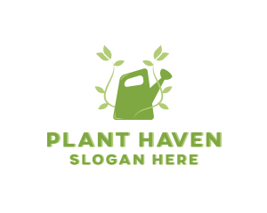 Watering Can Plant Garden logo design