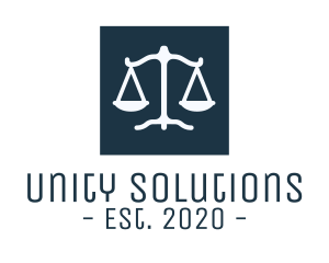 Legal Attorney Scales Square logo design