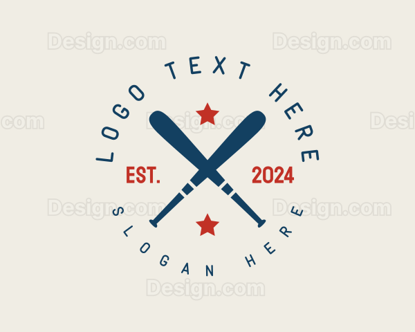 Baseball Bat Stars Logo