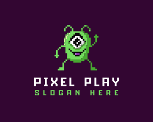 Pixelated Arcade Alien logo