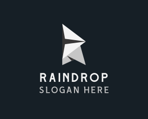 Paper Airplane Origami Letter R logo design