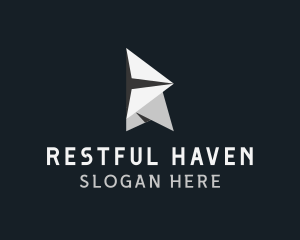 Paper Airplane Origami Letter R logo design