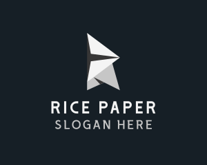 Paper Airplane Origami Letter R logo design