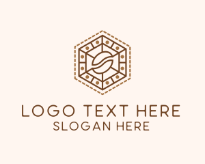 Hexagonal Coffee Bean logo design